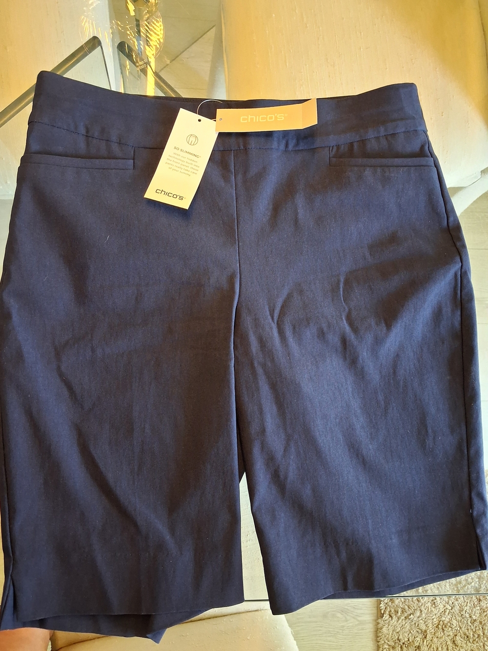 Chico's Dark Navy Slimmimg Bermuda Shorts